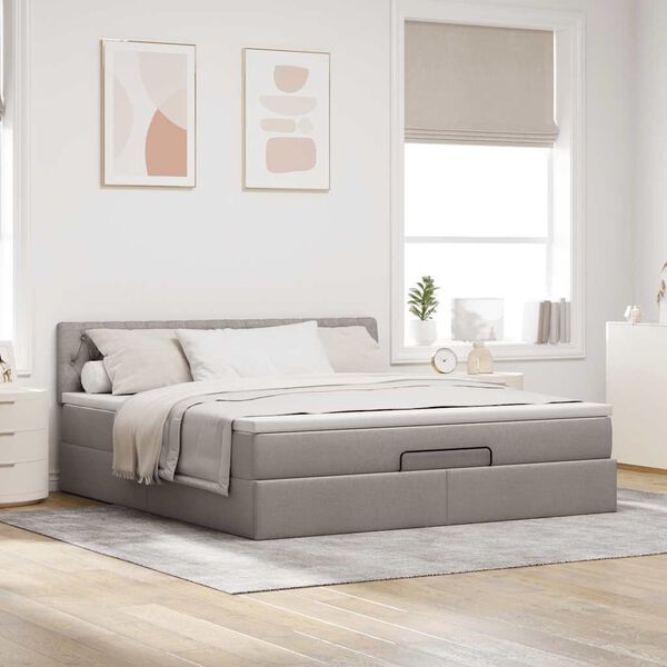 vidaXL &Omicron;&theta;&omega;&mu;&alpha;&nu;&iota;&kappa;ό &kappa;&rho;&epsilon;&beta;ά&tau;&iota; &mu;&epsilon; &sigma;&tau;&rho;ώ&mu;&alpha; Taupe 160x200cm ύ&phi;&alpha;&sigma;&mu;&alpha;