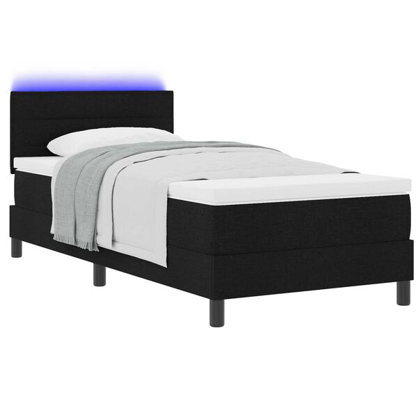 vidaXL Κρεβάτι με ελατήρια με στρώμα Μαύρο 90 x 200 cm ύφασμα
