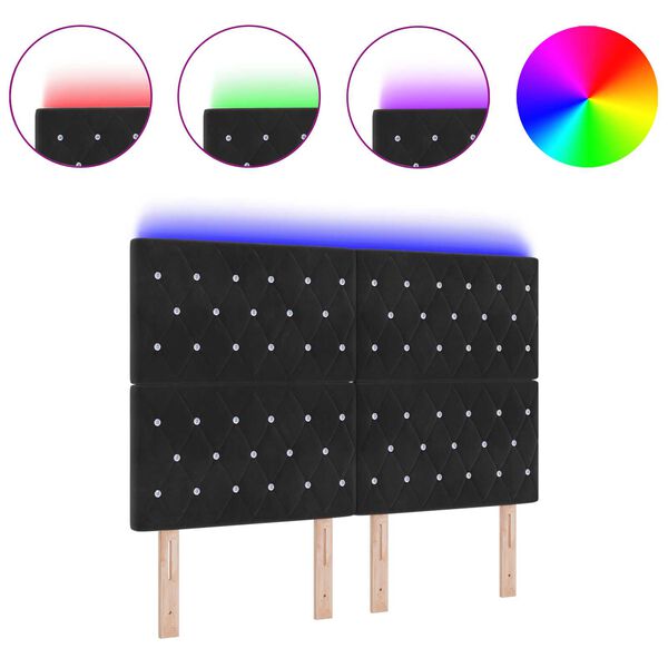 vidaXL LED Κεφαλάρι Μαύρο 72 cm σε Βελούδο