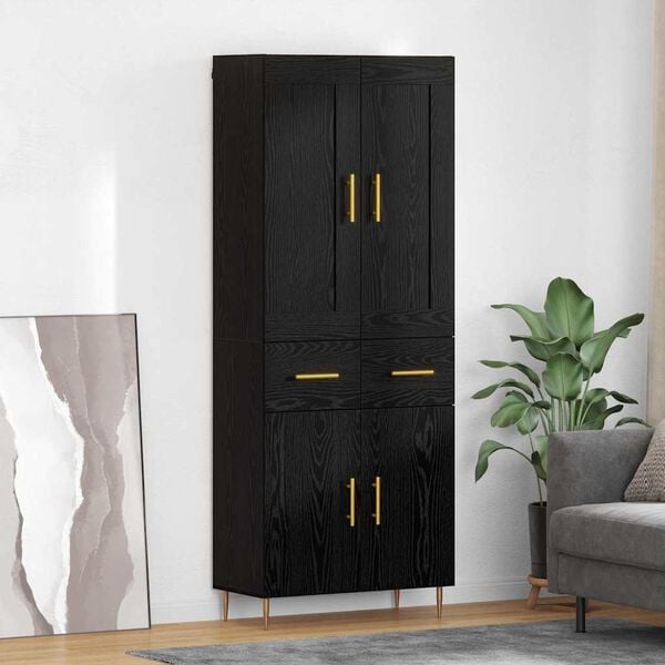 vidaXL Highboard &Mu;&alpha;ύ&rho;&eta; &Omicron;&xi;&upsilon;ά 69,5 x 34 x 180 &epsilon;&kappa;. &Epsilon;&pi;&epsilon;&xi;&epsilon;&rho;&gamma;&alpha;&sigma;&mu;έ&nu;&omicron; &xi;ύ&lambda;&omicron;