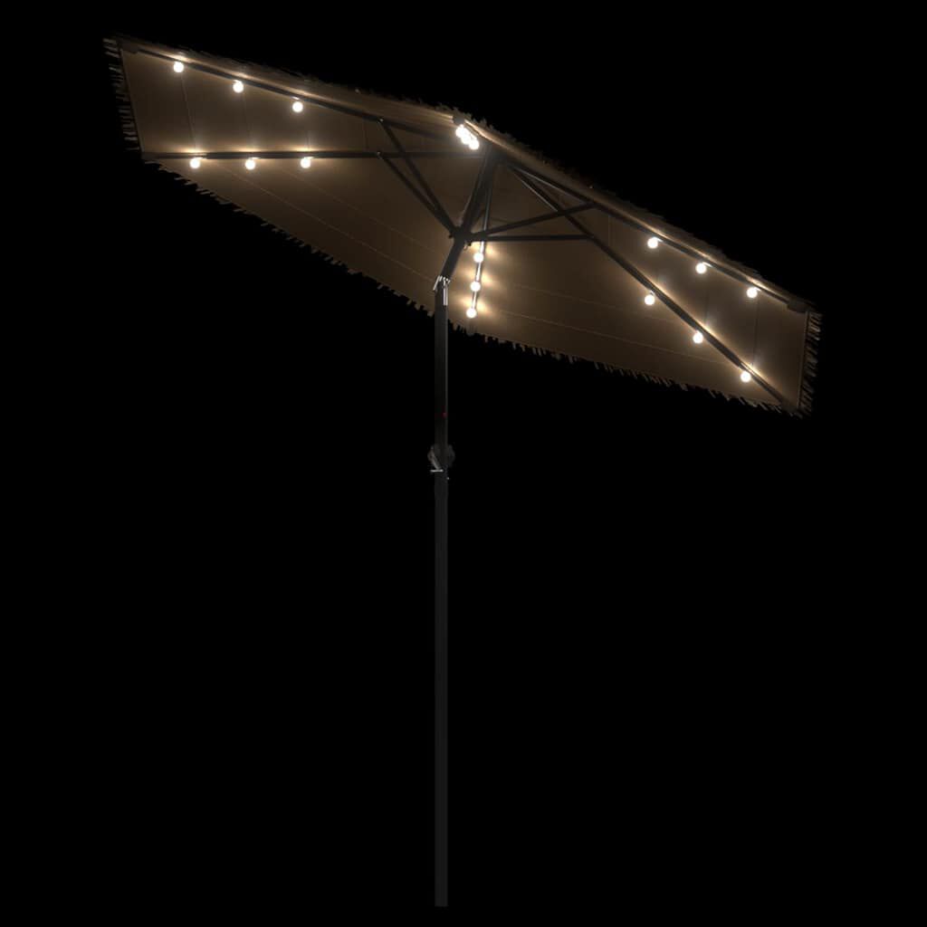 vidaXL Ομπρέλα Κήπου με LED/Ξύλινο Ιστό Χρώμα της Καφέ 223x223x213 εκ.