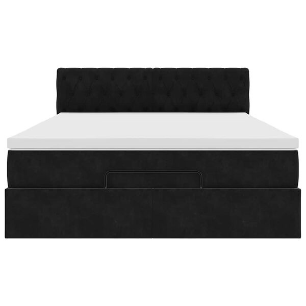 vidaXL Οθωμανικό κρεβάτι με στρώμα & LEDs Μαύρο 140x190cm Velvet