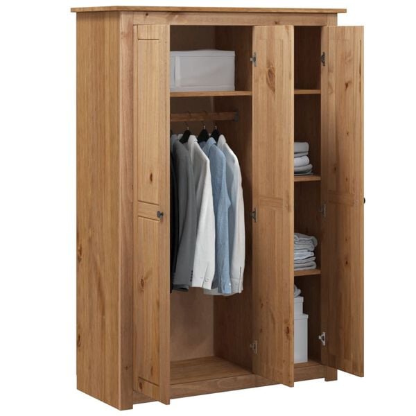 vidaXL Ντουλάπα Τρίφυλλη 118 x 50 x 171,5 εκ. Ξύλο Πεύκου Σειρά Panama
