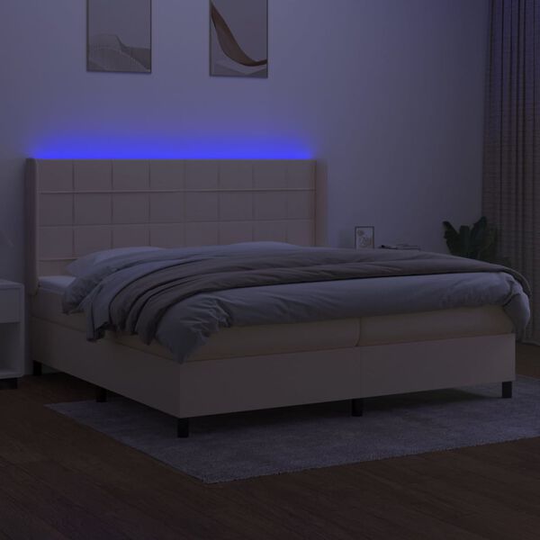 vidaXL &Kappa;&rho;&epsilon;&beta;ά&tau;&iota; Boxspring &mu;&epsilon; &Sigma;&tau;&rho;ώ&mu;&alpha; & LED &Kappa;&rho;&epsilon;&mu; 200x200 &epsilon;&kappa;. &Upsilon;&phi;&alpha;&sigma;&mu;ά&tau;&iota;&nu;&omicron;