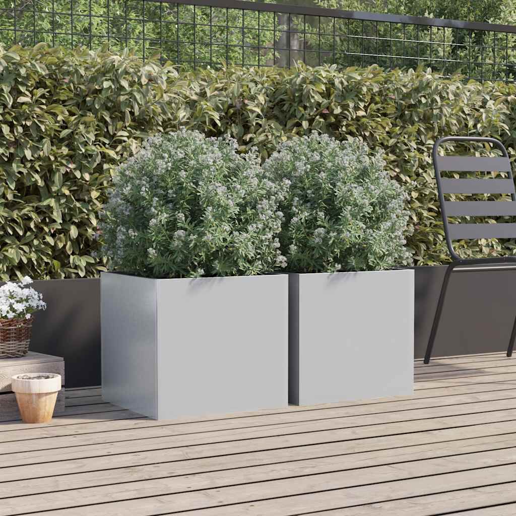 vidaXL Ζαρντινιέρες 2 τεμ. Ασημί 42 x 40 x 39 εκ. Γαλβανισμένο Χάλυβα
