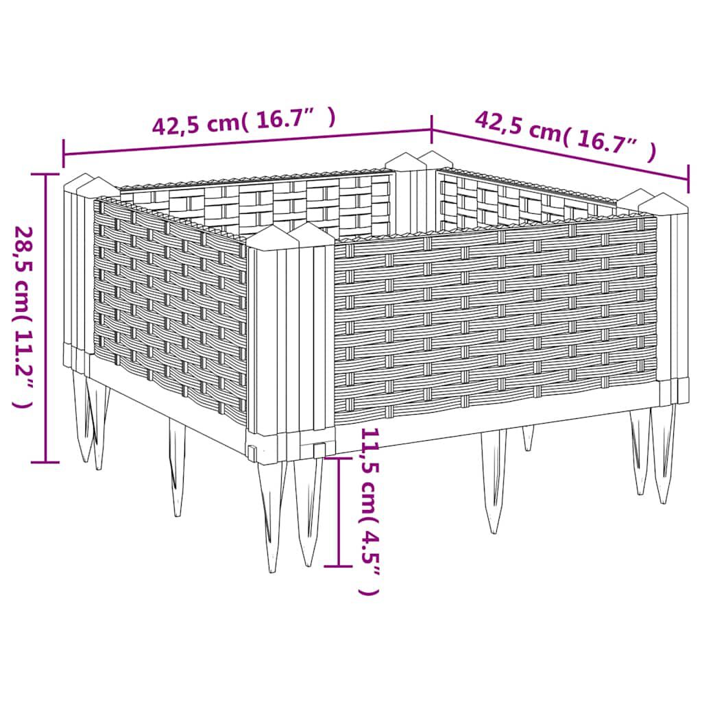 vidaXL Ζαρντινιέρα με Πασσάλους Μπλε Γκρι 42,5x42,5x28,5 εκ. Πολυπροπυλένιο