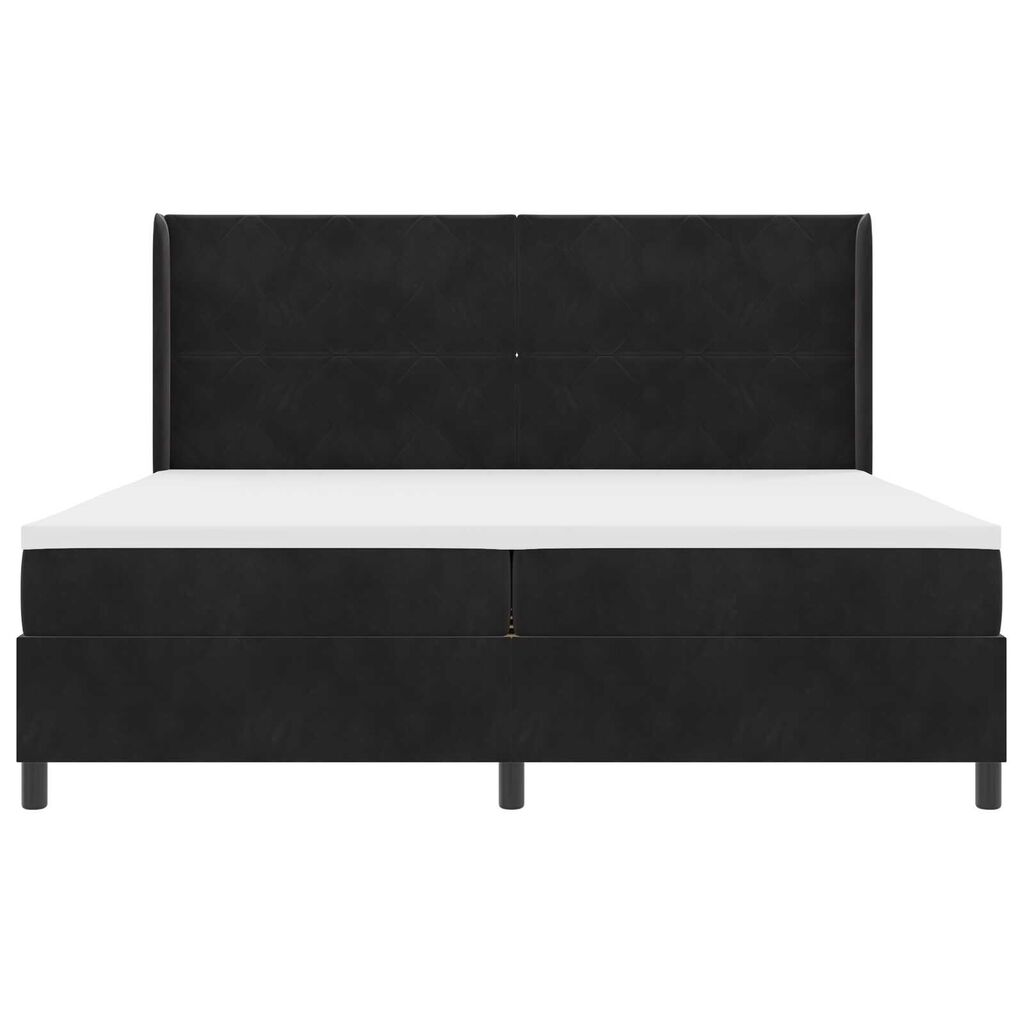 vidaXL Κρεβάτι Box Spring LED με Στρώμα Μαύρο 200 x 200 cm Βελούδο