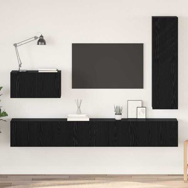 vidaXL Σετ επίπλου τηλεόρασης 4 pcs Μαύρη Δρυς 30.5 x 30 x 110 εκ.