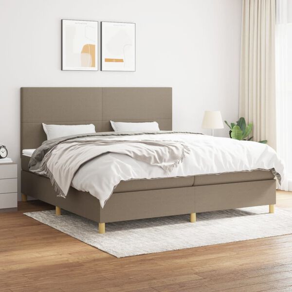 vidaXL &Kappa;&rho;&epsilon;&beta;ά&tau;&iota; Boxspring &mu;&epsilon; &Sigma;&tau;&rho;ώ&mu;&alpha; Taupe 200x200 &epsilon;&kappa;. &Upsilon;&phi;&alpha;&sigma;&mu;ά&tau;&iota;&nu;&omicron;