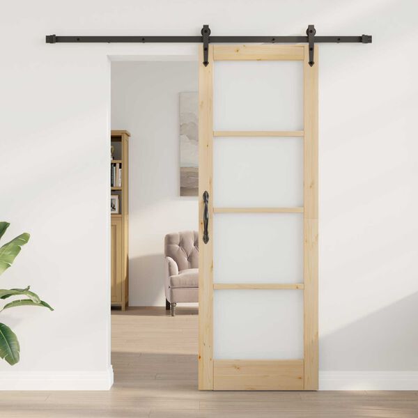 vidaXL Ολισθητή Πόρτα Καφέ 73.5 x 211 εκ Ξύλο και μέταλλο