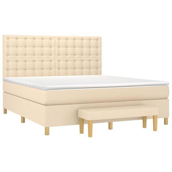 vidaXL &Kappa;&rho;&epsilon;&beta;ά&tau;&iota; Boxspring &mu;&epsilon; &Sigma;&tau;&rho;ώ&mu;&alpha; &Kappa;&rho;&epsilon;&mu; 180x200 &epsilon;&kappa;. &Upsilon;&phi;&alpha;&sigma;&mu;ά&tau;&iota;&nu;&omicron;