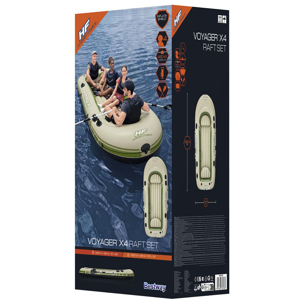 Η καλύτερη βάρκα Bestway Hydro-Force με φουσκωτή δομή, κουπιά και χειροκίνητη αντλία, 145x350x46 εκ