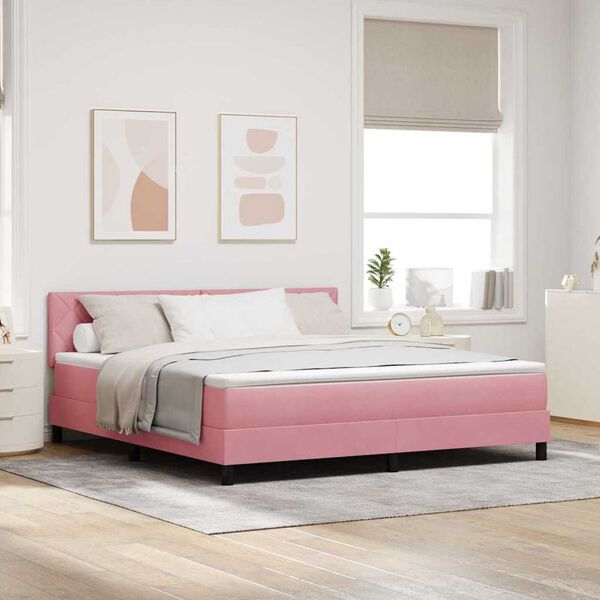 vidaXL Κρεβάτι με ελατήρια με στρώμα Ροζ 180 x 200 cm Βελούδο