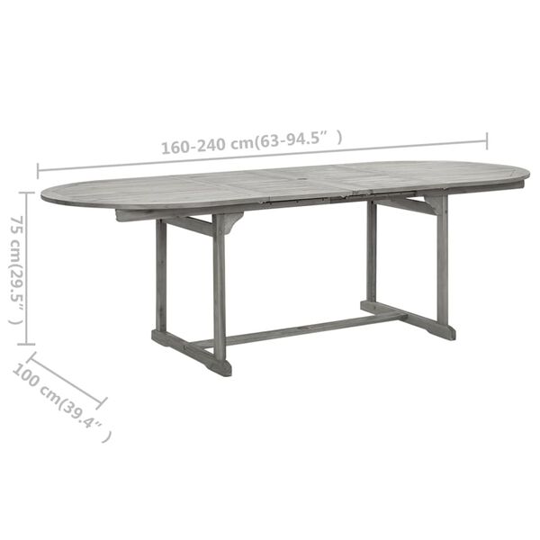 vidaXL Τραπεζαρία Κήπου (160-240) x 100 x 75 εκ από Μασίφ Ξύλο Ακακίας