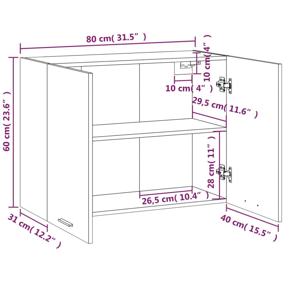 vidaXL Ντουλάπι Κρεμαστό Lyon Καφέ Δρυς 80x31x60εκ. Επεξεργασμένο Ξύλο