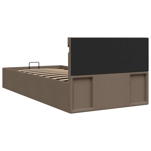 vidaXL Πλαίσιο Κρεβατιού με Αποθ. Χώρο/LED Taupe 90x200 εκ. Ύφασμα