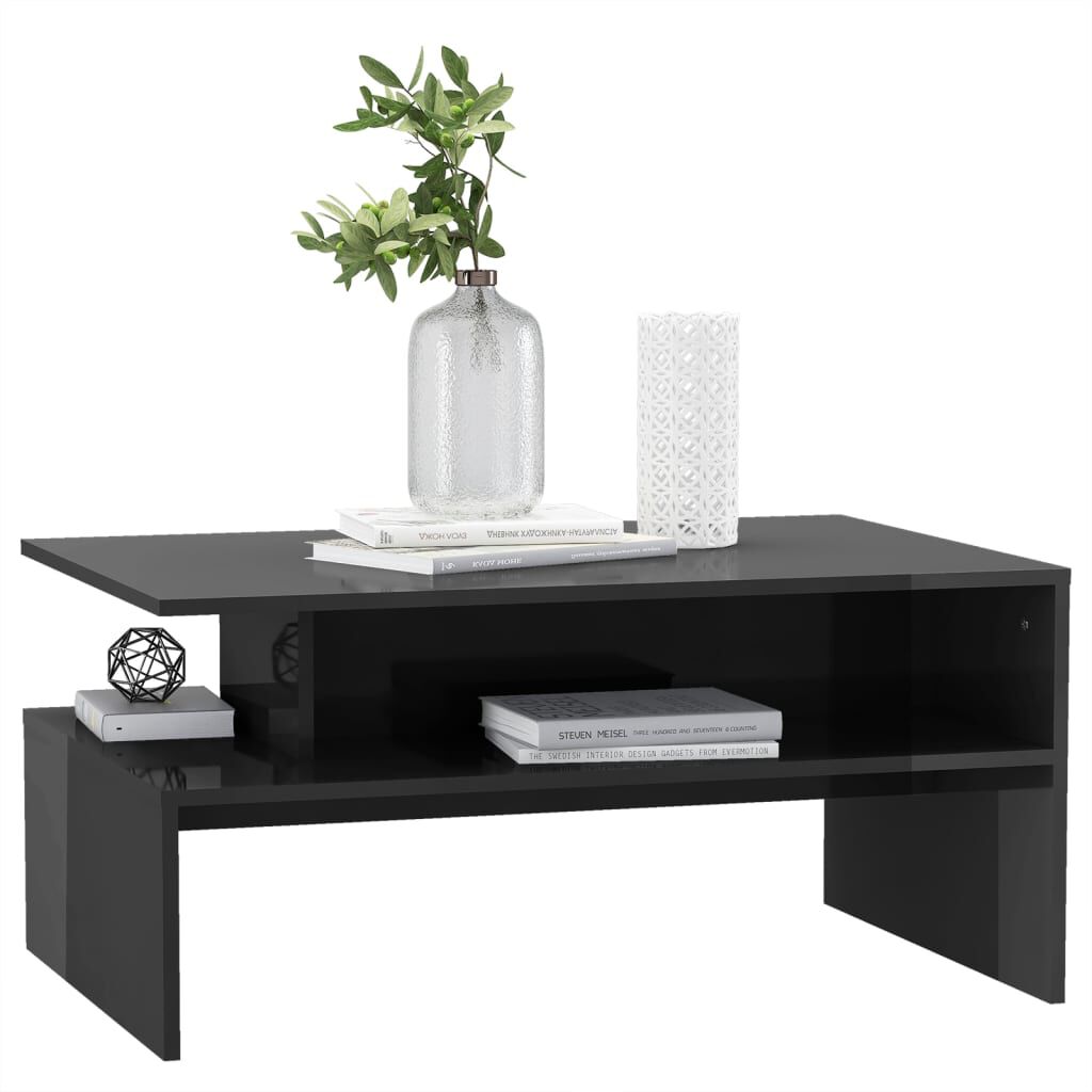 vidaXL Τραπεζάκι Σαλονιού Γυαλιστερό Γκρι 90x60x42,5 εκ. Μοριοσανίδα
