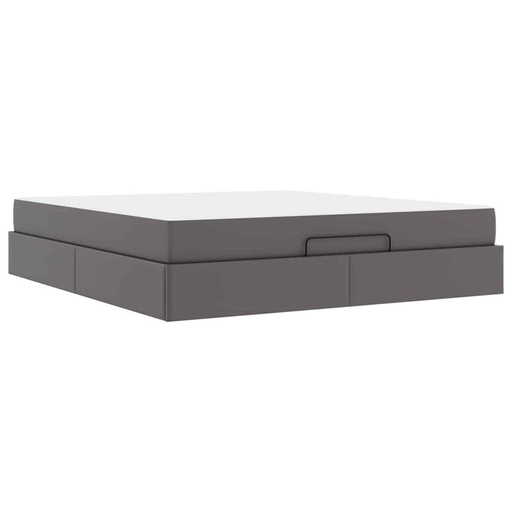 vidaXL Σκελετός κρεβατιού με στρώμα Γκρι 180 x 200 cm Τεχνητό δέρμα