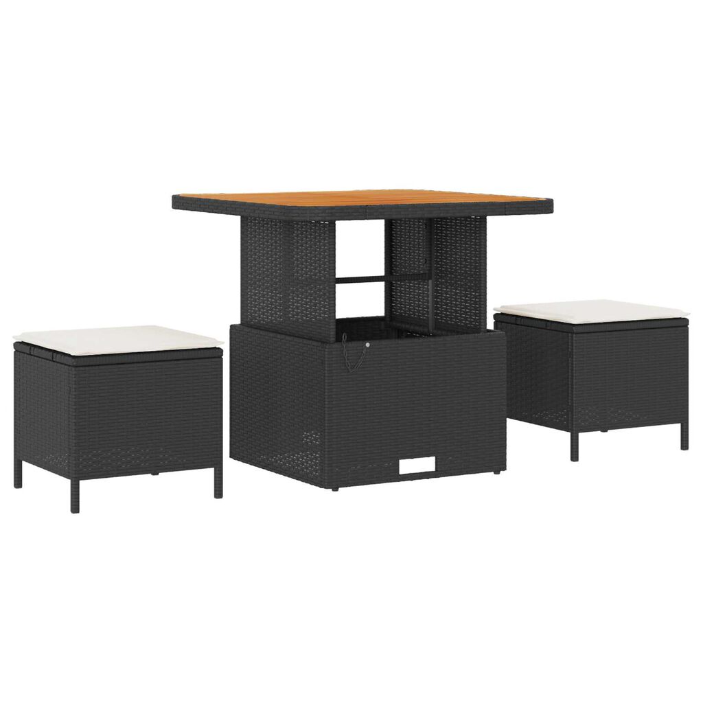 vidaXL Σετ Καναπέ Κήπου Ρυθμιζόμενο ύψος 8 pcs Μαύρο συνθετικό ρατάν