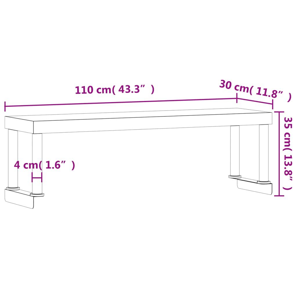 vidaXL Ράφι Επιτραπέζιο για Πάγκο Εργασίας 110x30x35 εκ. Ανοξ. Ατσάλι