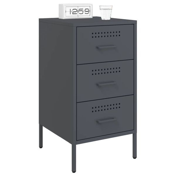 vidaXL Κομοδίνο Ανθρακί 36x39x68 εκ. από Χάλυβα