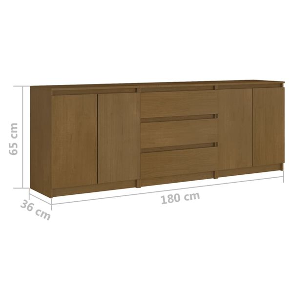 vidaXL Βοηθητικό Nτουλάπι Καφέ Μελί 180x36x65 εκ από Μασίφ Ξύλο Πεύκου
