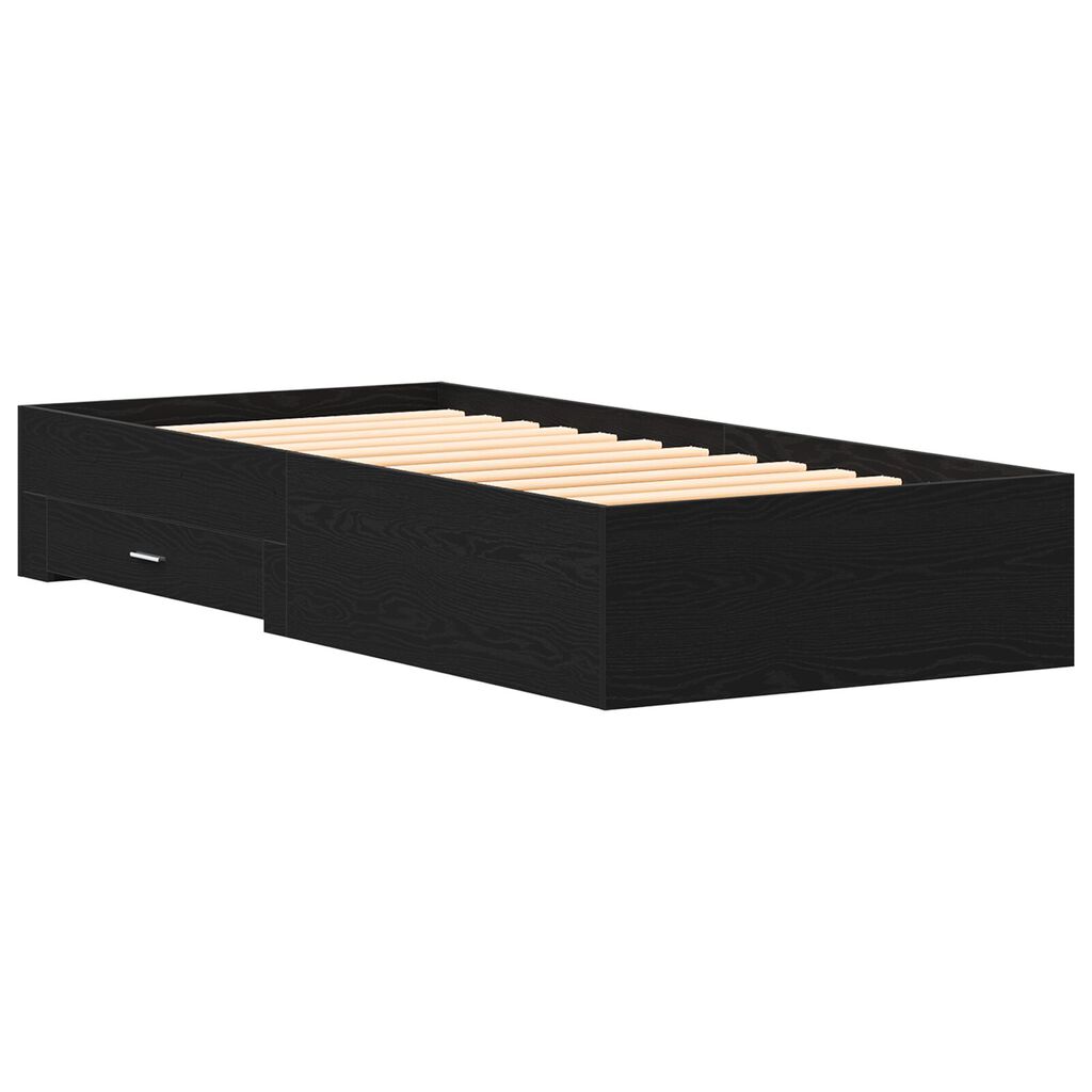Bed Frame μαύρο δρυς 90x190 εκ. Επεξεργασμένο ξύλο