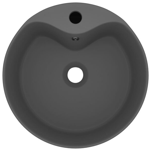 vidaXL Νιπτήρας με Υπερχείλιση Σκούρο Γκρι Ματ 36x13 εκ. Κεραμικός