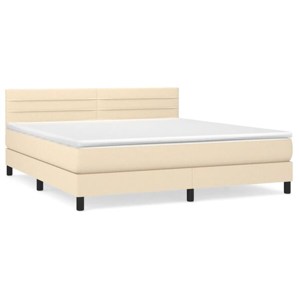 vidaXL &Kappa;&rho;&epsilon;&beta;ά&tau;&iota; Boxspring &mu;&epsilon; &Sigma;&tau;&rho;ώ&mu;&alpha; &Kappa;&rho;&epsilon;&mu; 160x200 &epsilon;&kappa;. &Upsilon;&phi;&alpha;&sigma;&mu;ά&tau;&iota;&nu;&omicron;