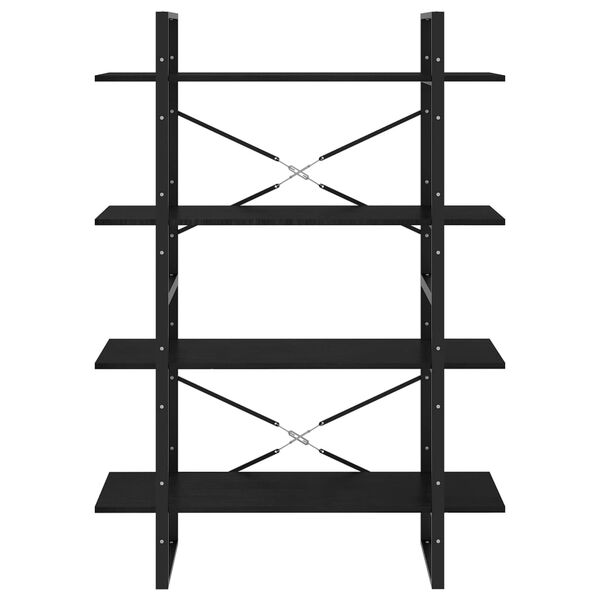 vidaXL Βιβλιοθήκη με 4 Ράφια Μαύρη 100x30x140 εκ. από Μασίφ Ξύλο Πεύκου
