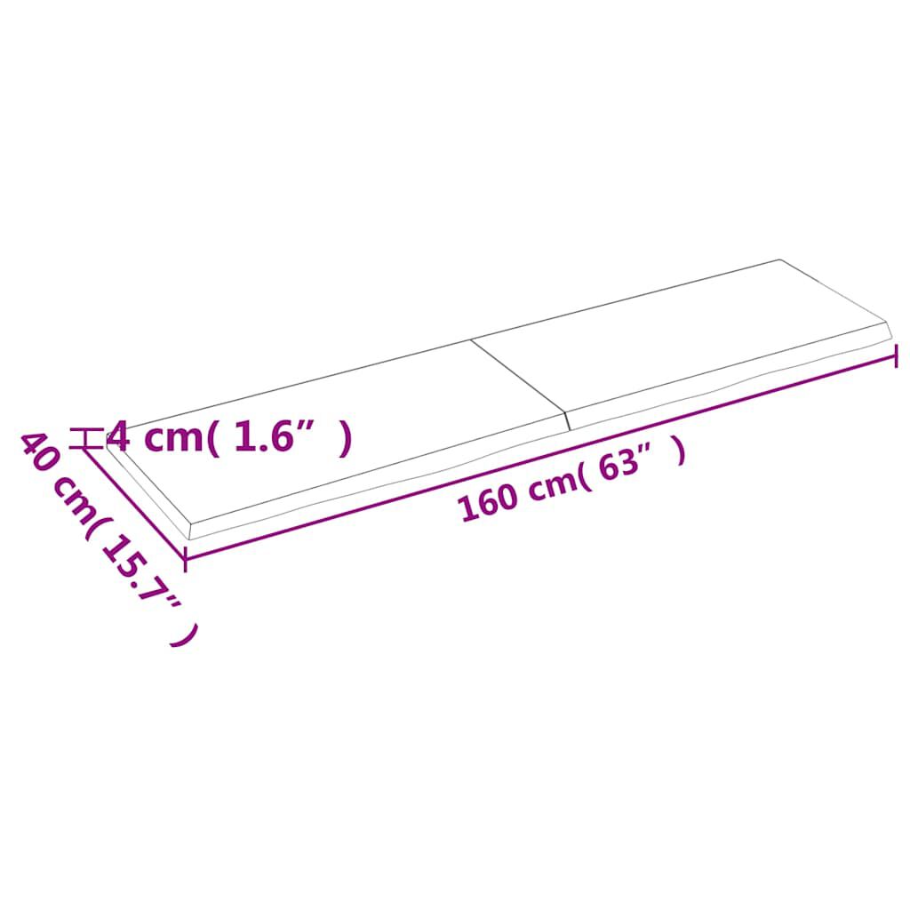 vidaXL Ράφι Τοίχου Ανοιχτό Καφέ 160x40x(2-4)εκ. Επεξ. Μασίφ Ξύλο Δρυός
