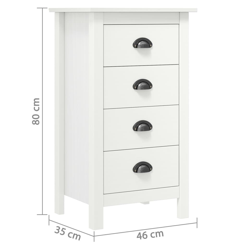 vidaXL Μπουφές Hill Λευκός 46x35x80 εκ. από Μασίφ Ξύλο Πεύκου