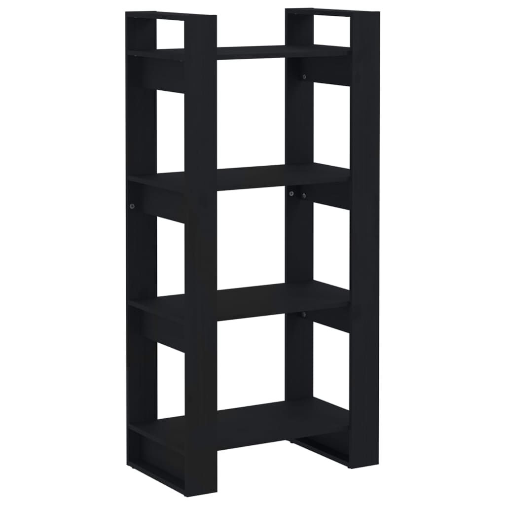 vidaXL Βιβλιοθήκη/Διαχωριστικό Χώρου Μαύρο 60x35x125 εκ. Μασίφ Ξύλο