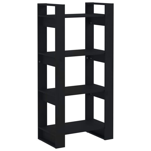 vidaXL Βιβλιοθήκη/Διαχωριστικό Χώρου Μαύρο 60x35x125 εκ. Μασίφ Ξύλο