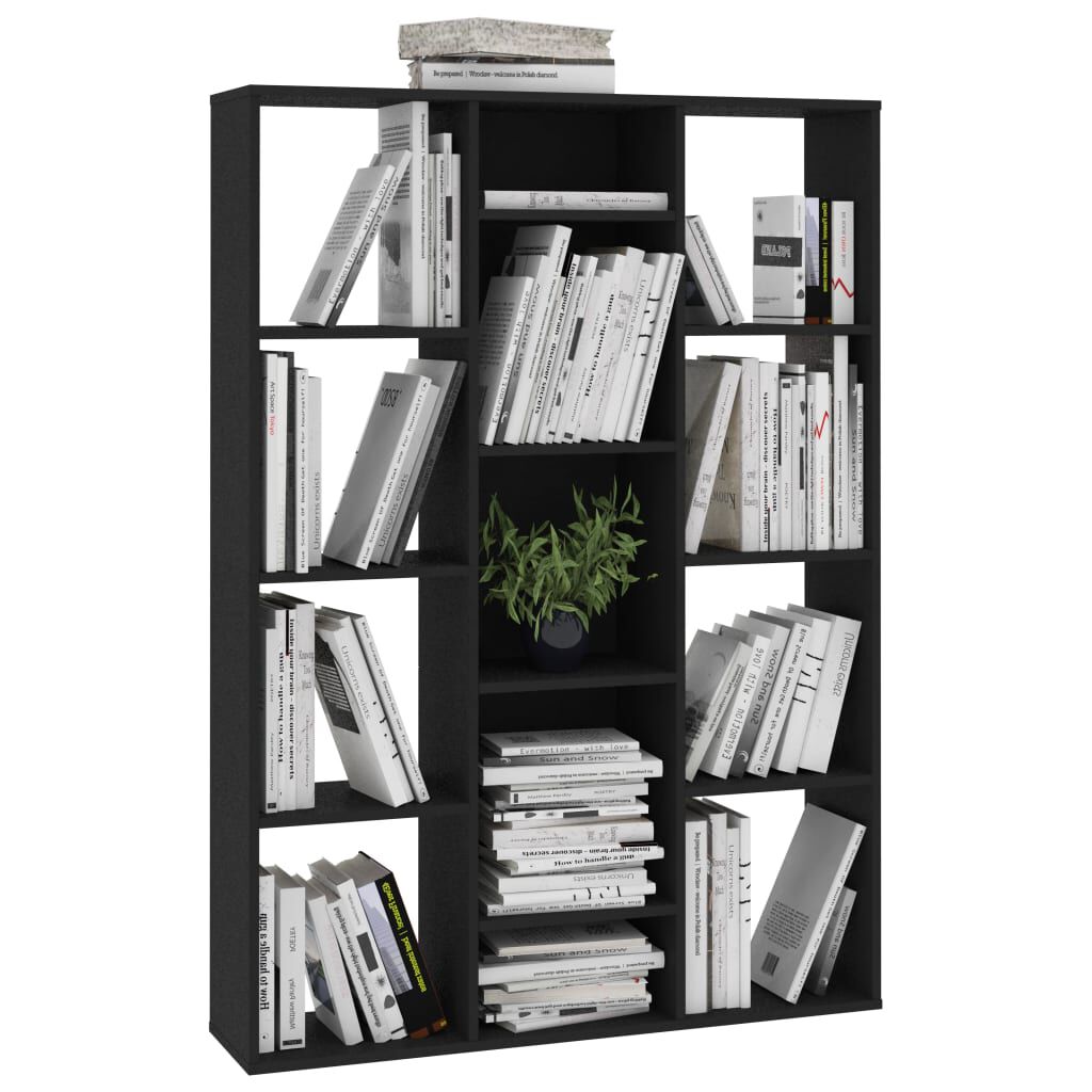vidaXL Διαχωριστικό/Βιβλιοθήκη Μαύρο 100x24x140 εκ. από Επεξ. Ξύλο