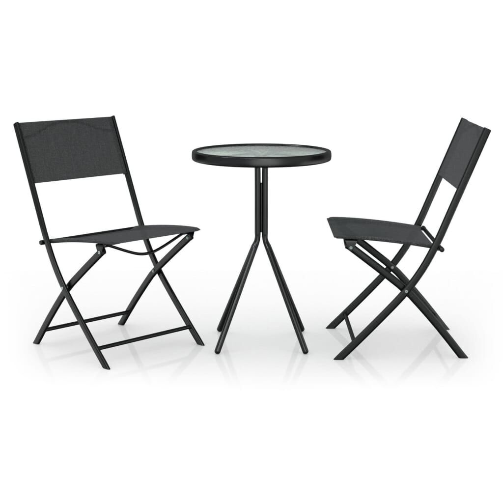 vidaXL Σετ Επίπλων Bistro 3 Τεμαχίων Μαύρο από Ατσάλι