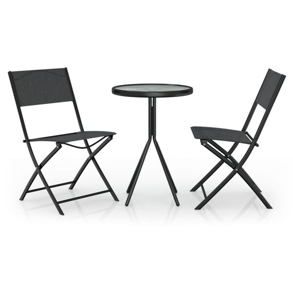 vidaXL Σετ Επίπλων Bistro 3 Τεμαχίων Μαύρο από Ατσάλι