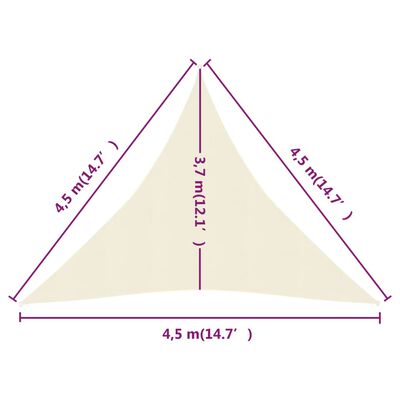 vidaXL Πανί Σκίασης Κρεμ 4,5 x 4,5 x 4,5 μ. από HDPE 160 γρ./μ²