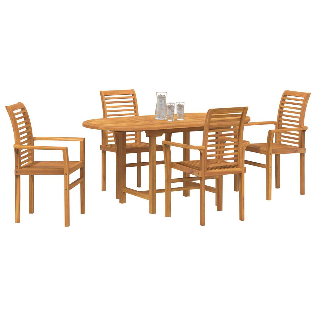 vidaXL Σέτ φαγητού για κήπο 5 pcs Καφέ Μασίφ ξύλο teak