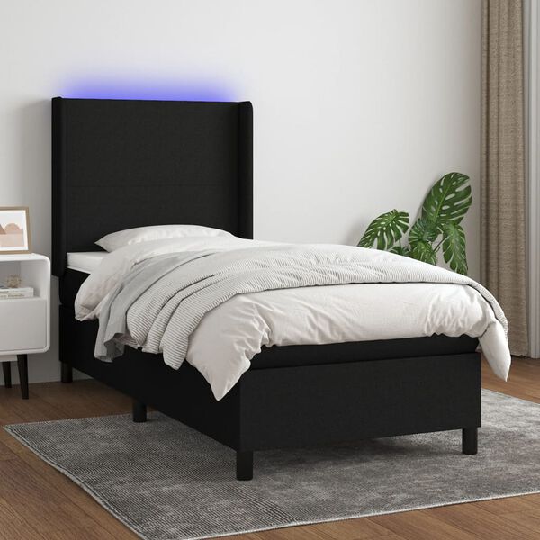 vidaXL &Kappa;&rho;&epsilon;&beta;ά&tau;&iota; Boxspring &mu;&epsilon; &Sigma;&tau;&rho;ώ&mu;&alpha; & LED &Mu;&alpha;ύ&rho;&omicron; 80x200 &epsilon;&kappa;. &Upsilon;&phi;&alpha;&sigma;&mu;ά&tau;&iota;&nu;&omicron;