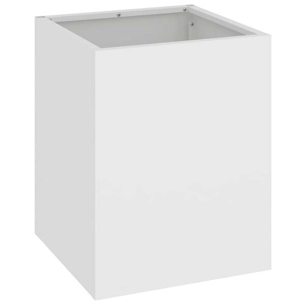 vidaXL Γλάστρα Κήπου Λευκό 32 x 32 x 40 εκ. Κρύα έλαση από χάλυβα