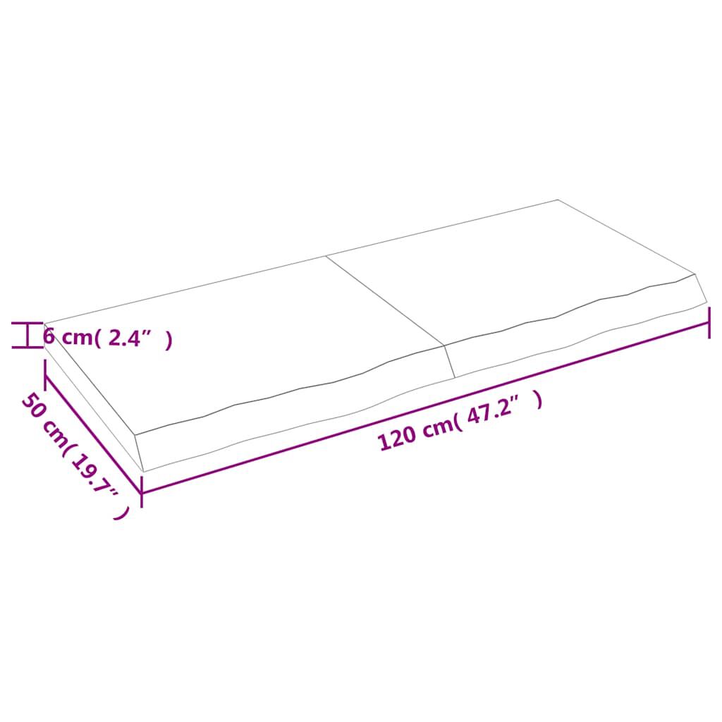 vidaXL Ράφι Τοίχου Σκούρο Καφέ 120x50x(2-6) εκ. Επεξ. Μασίφ Ξύλο Δρυός