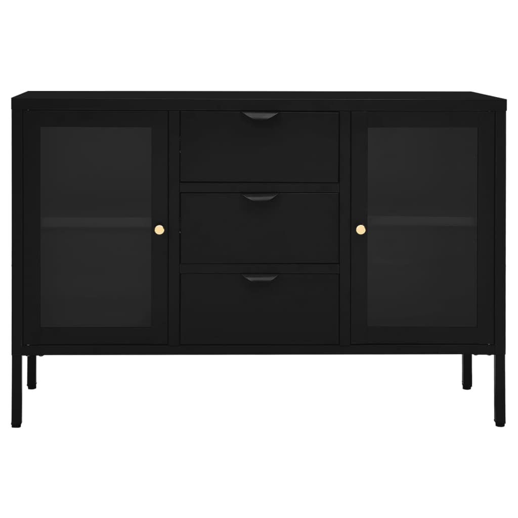 vidaXL Μπουφές Μαύρος 105 x 35 x 70 εκ. από Ατσάλι και Ψημένο Γυαλί