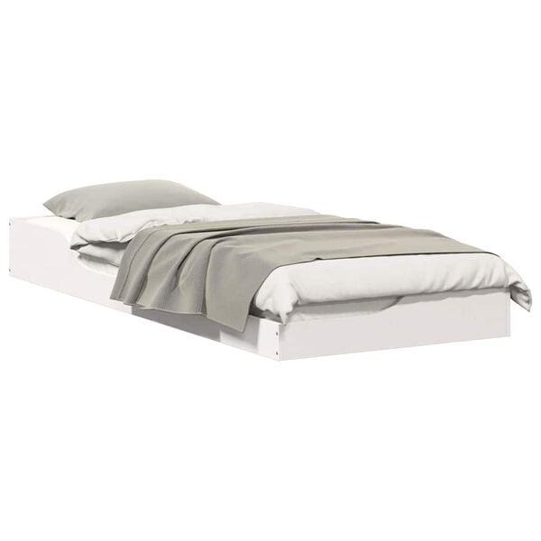 vidaXL Κρεβάτι δαπέδου Λευκό 80 x 220 cm Μασίφ ξύλο πεύκου