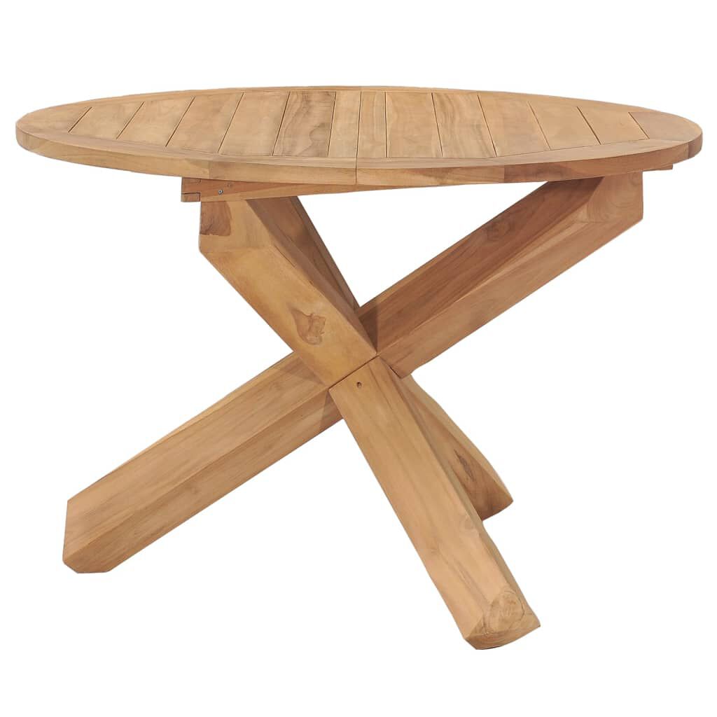 vidaXL Τραπεζαρία Κήπου Ø 110x 75 εκ. από Μασίφ Ξύλο Teak