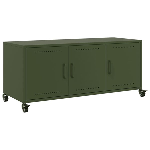 vidaXL Έπιπλο Τηλεόρασης Πράσινο Λαδί 100,5x39x43,5 εκ. από Ατσάλι