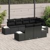 vidaXL Σετ Καναπέ Κήπου με μαξιλάρι 7 pcs Μαύρο Πολυ ράταν