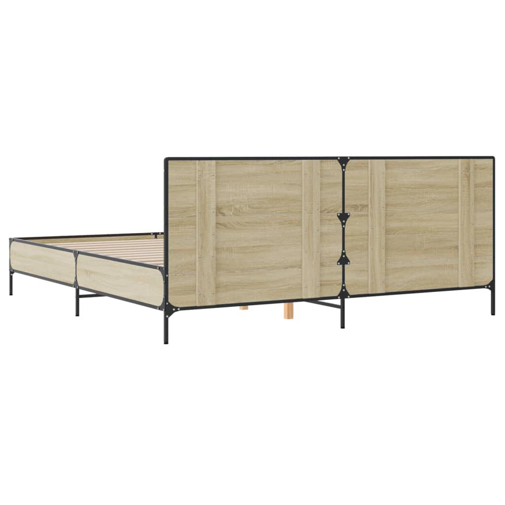 vidaXL Πλαίσιο Κρεβατιού Sonoma Δρυς 180x200 εκ. Επεξ. Ξύλο & Μέταλλο