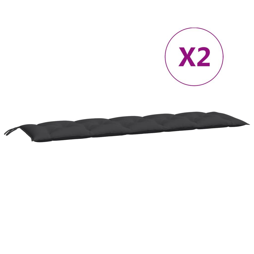 vidaXL Μαξιλάρια Πάγκου Κήπου 2 τεμ. Μαύρο 180x50x7cm Ύφασμα Oxford