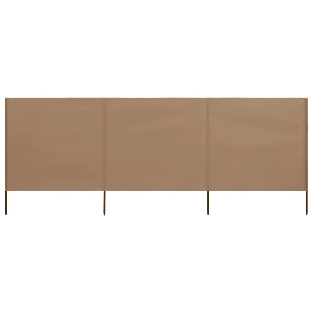 vidaXL Προστατευτικό Αέρα με 3 Πάνελ Χρώμα Taupe 400 x 120 εκ. Ύφασμα